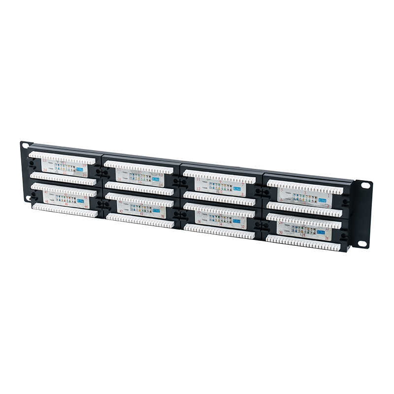 Panou de corecție Cat5e de 19 inchi 2U neecranat cu 48 porturi (IDC cu dublu scop; cu inserție din carton plastic) SP-3204D48-C5E Panou de corecție Cat5e de 19 inchi 2U neecranat cu 48 porturi (IDC cu dublu scop; cu inserție din carton plastic) SP-3204D48-C5E