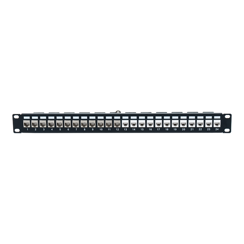 Panou de patch-uri ecranat 1U cu 24 porturi de 19 inchi (cu modul C6A) SP-3246S-24P