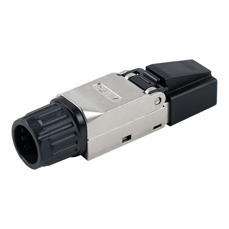 Conector RJ45 fără scule Cat7 (cu capace din plastic pe cap și piulițe din plastic pe coadă) RJ-G50S-2-C7