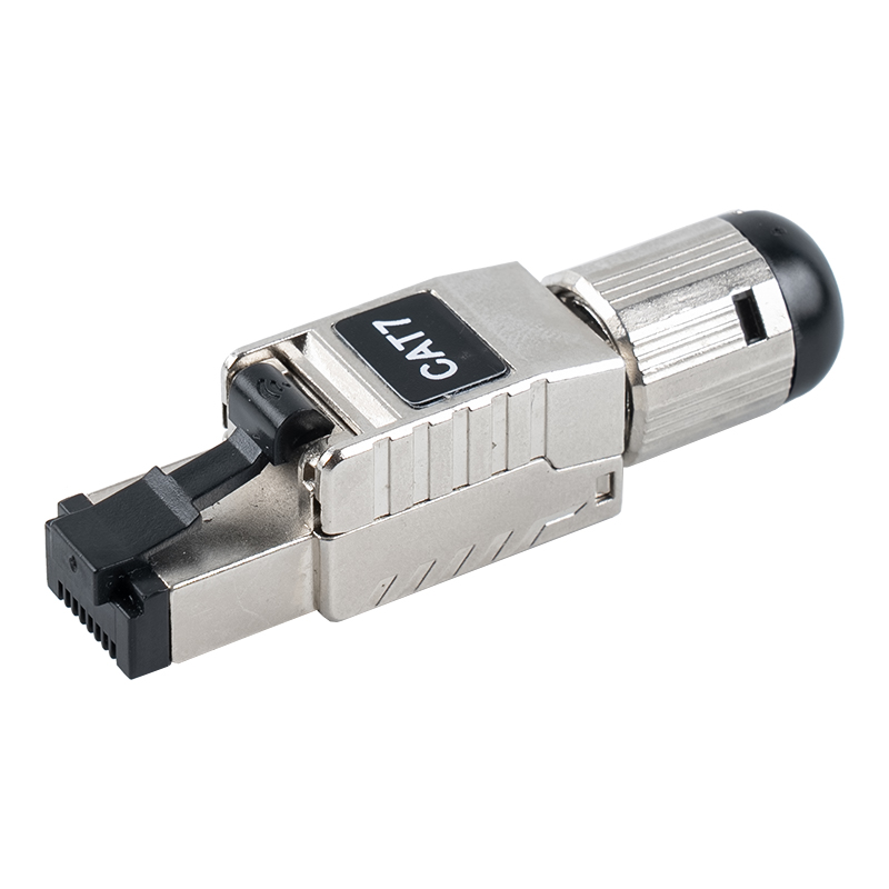 Conector RJ45 fără scule Cat7 (cu clemă cu arc din plastic negru) RJ-G60S-1-C7 Conector RJ45 fără scule Cat7 (cu clemă cu arc din plastic negru) RJ-G60S-1-C7