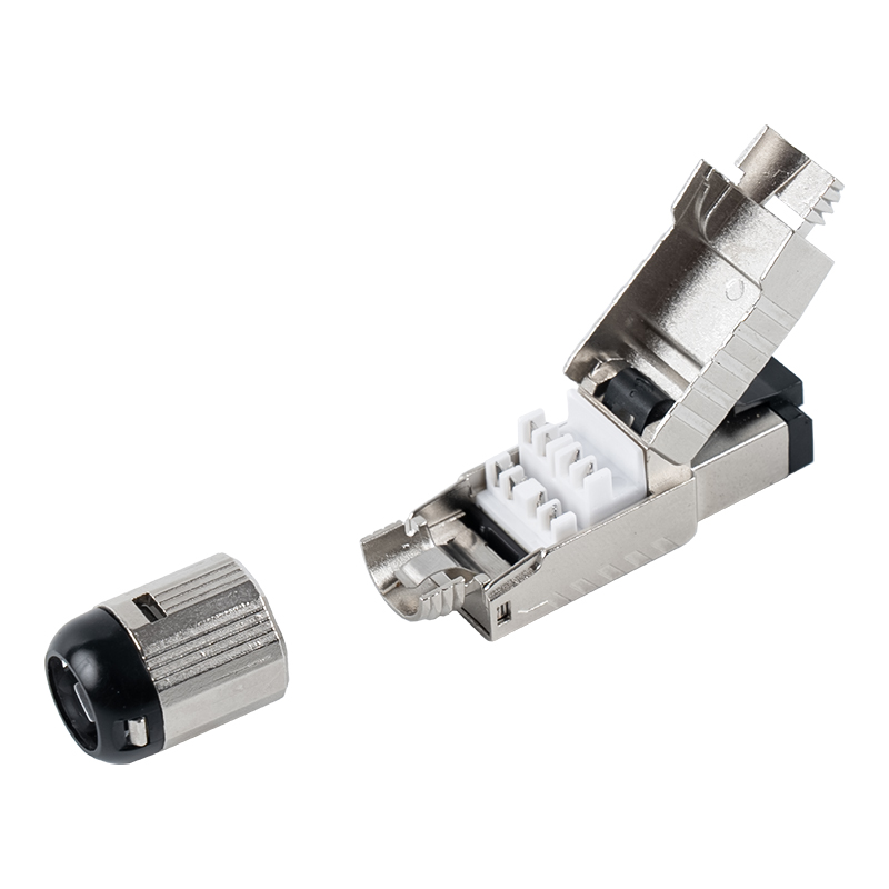 Conector RJ45 fără scule Cat7 (cu clemă cu arc din plastic negru) RJ-G60S-1-C7 Conector RJ45 fără scule Cat7 (cu clemă cu arc din plastic negru) RJ-G60S-1-C7