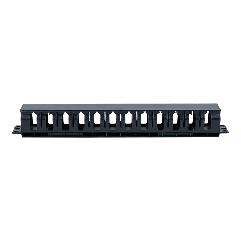 Panou de gestionare a cablurilor din plastic 1U de 19 inchi (12 sloturi cu capac) SP-3803-1U